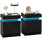 Nightstand Set of 2, End Side Tables with LED Lights, Bedside Tables with 2 Drawers, for Bedroom, Black