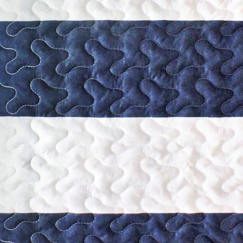 2 Piece Nautical Stripped/Anchors Reversible Microfiber Quilt Set Navy, Twin - Free Shipping