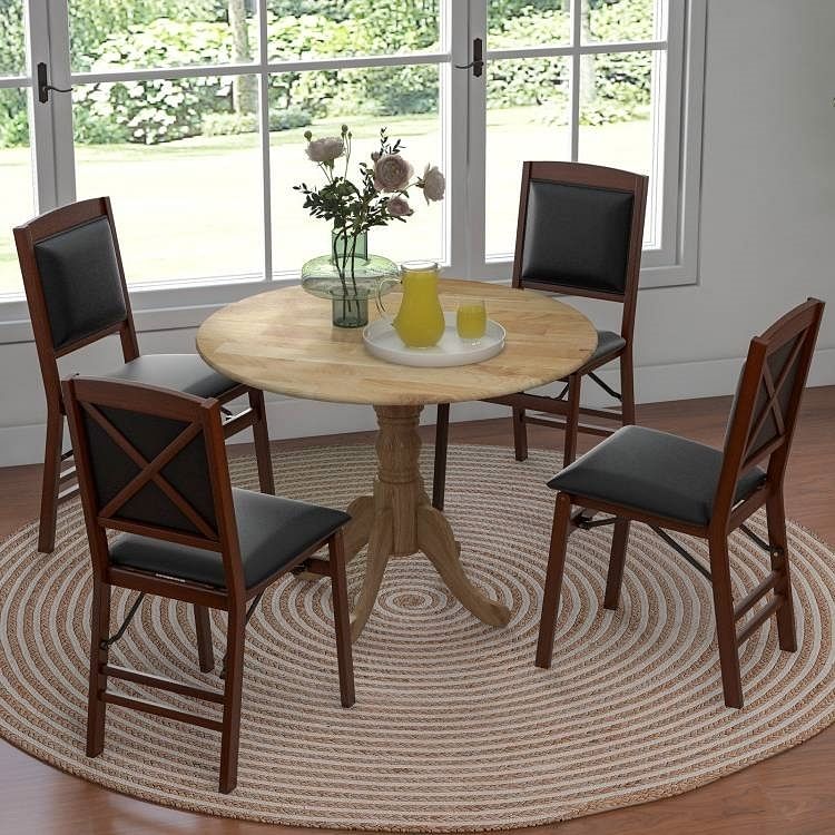 40-inch Round Solid Wood Farmhouse Kitchen Dining Table in Natural Wooden Finish - Free Shipping