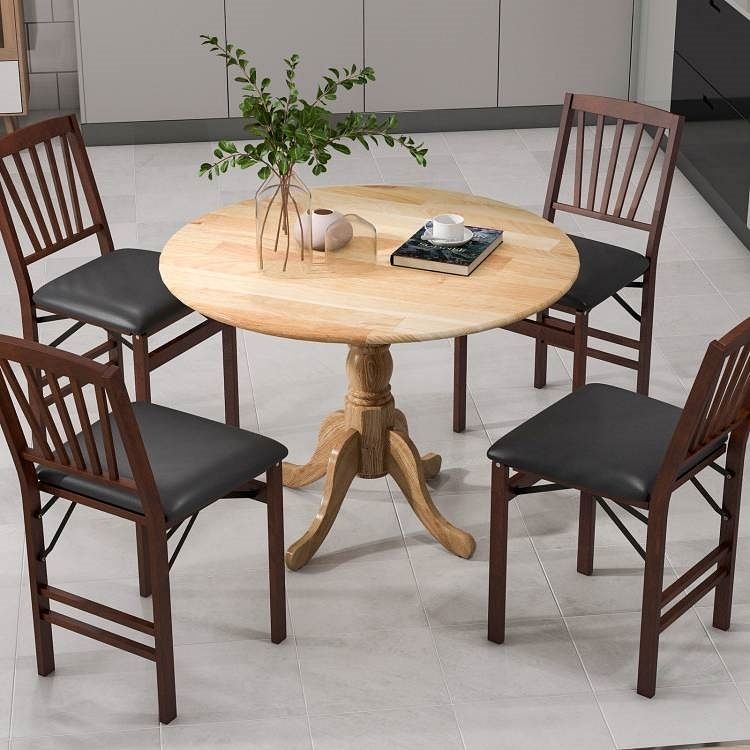 40-inch Round Solid Wood Farmhouse Kitchen Dining Table in Natural Wooden Finish - Free Shipping