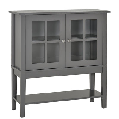 HOMCOM Contemporary Buffet Console: Modern Sideboard Bar Cabinet with Glass Doors, Kitchen Dining Room Furniture, Dark Grey 