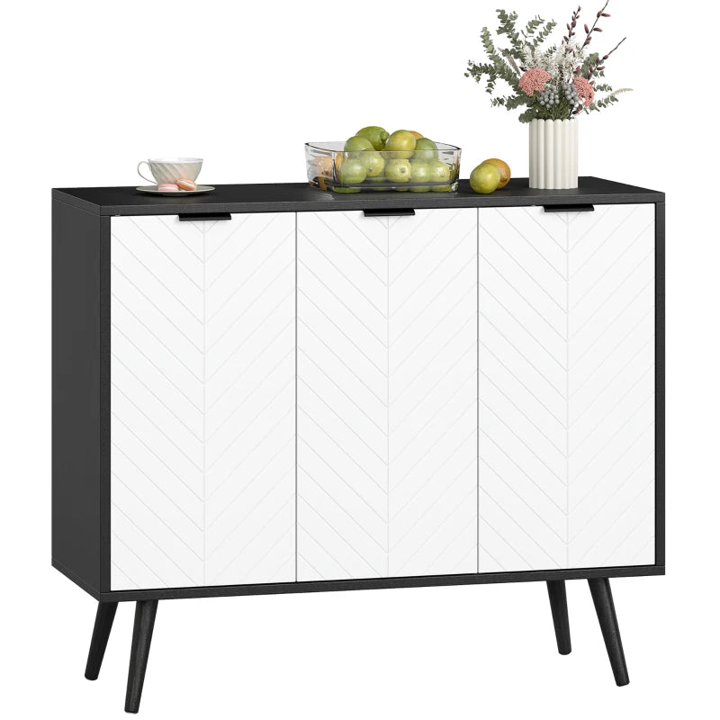 Modern Sideboard and Buffet, Dining Room Cabinet with Adjustable Shelves and 3 Doors, Black