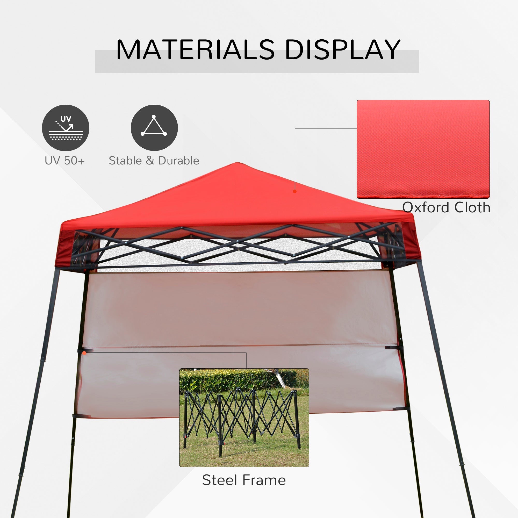 Outsunny 7' x 7' Garden Foldable Pop Up Gazebo Tent with Backpack & Adjustable Legs Outdoor Party Canopy  Red & Black 