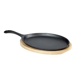 9-inch Cast Iron Flat Skillet Frying Pan Griddle with 10.5-inch Oval Wood Trivet - Free Shipping 