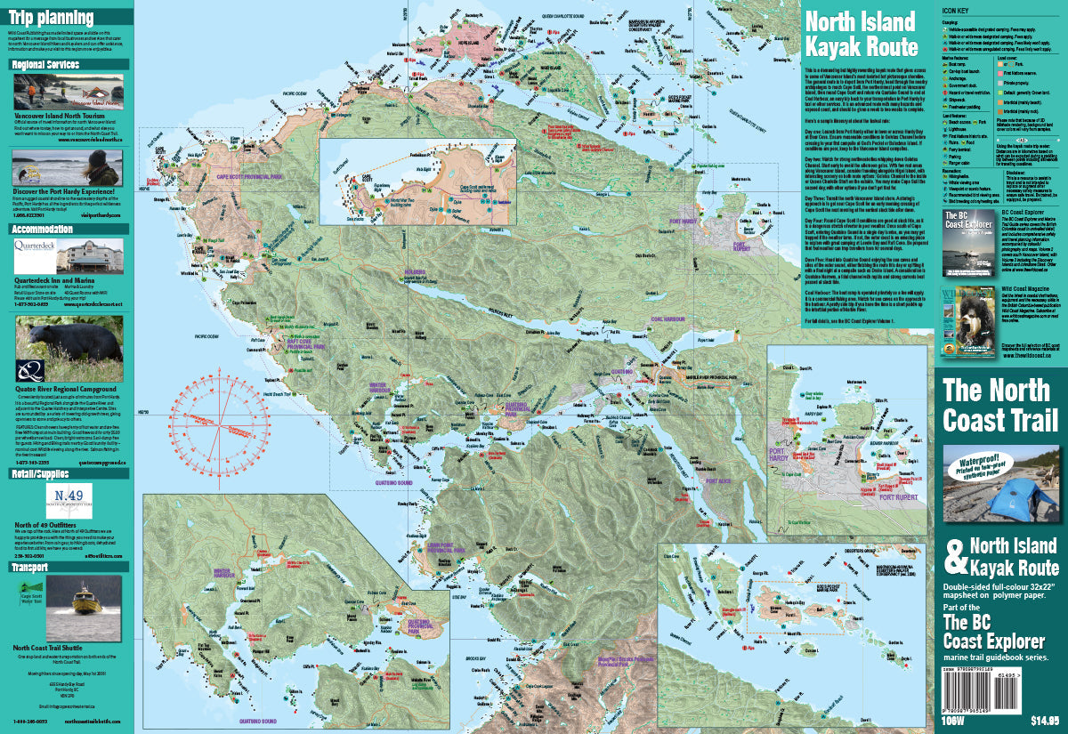 106 North Coast Trail Map / Cape Scott Marine Trail Waterproof Mapsheet 