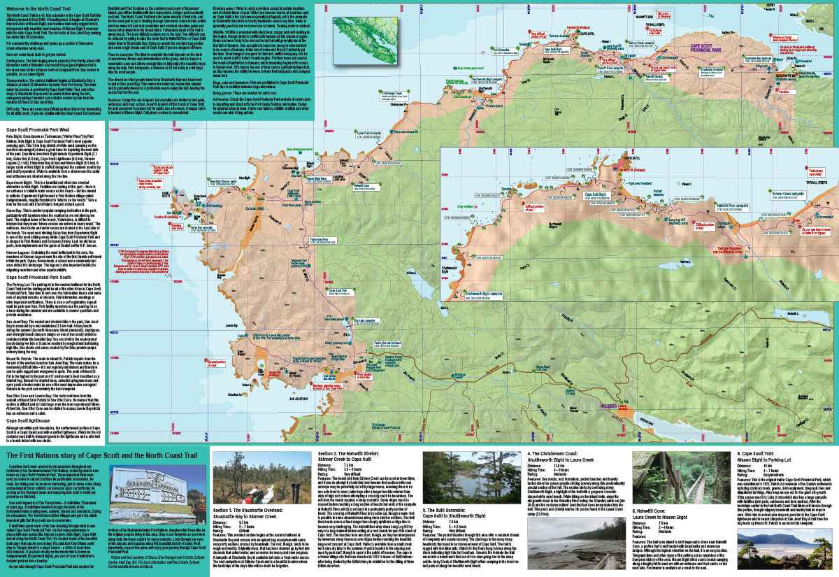 106 North Coast Trail Map / Cape Scott Marine Trail Waterproof Mapsheet 