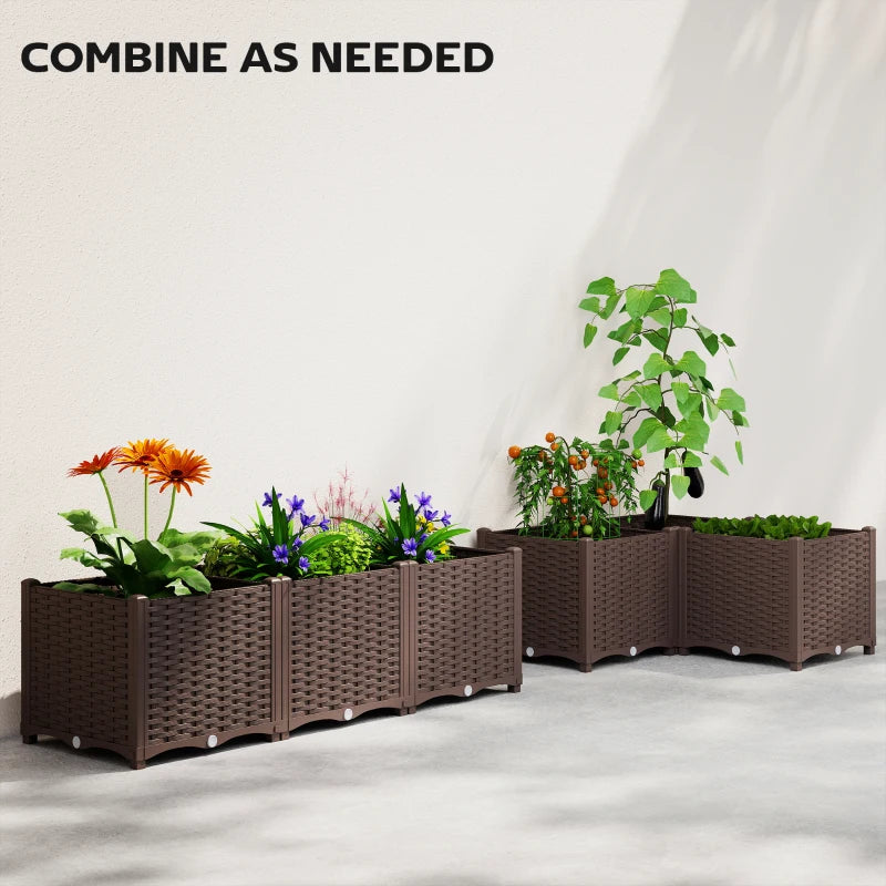 Plastic Raised Garden Bed with Legs, Self Watering Elevated Planter Boxes with Drainage Holes and Plugs