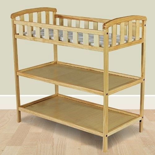 Natural Finish Wood Baby Furniture Changing Table with Safety Rail - Free Shipping