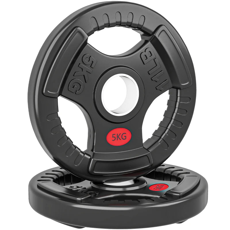 Soozier Weight Plates Set, 2-Inch Barbell Weights Set w/Tri-Grips for Home Gym Weightlifting and Strength Training, 2 x 11lbs