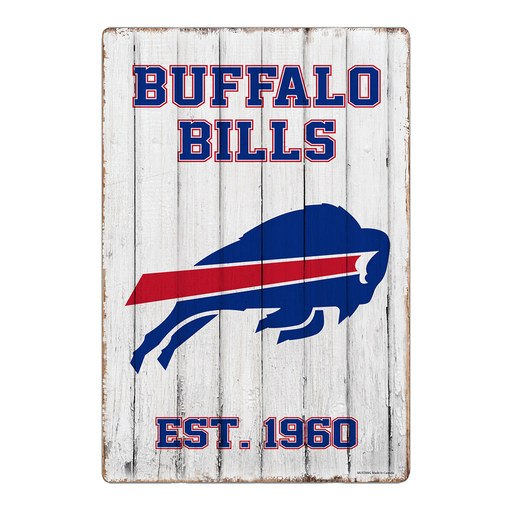 Buffalo Bills Sign - 24" x 16" Established Faux Wood 