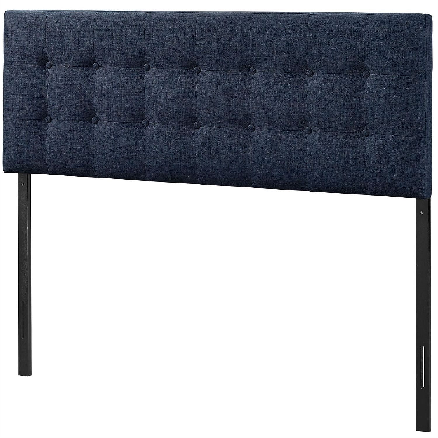 Full size Navy Fabric Modern Upholstered Headboard - Free Shipping