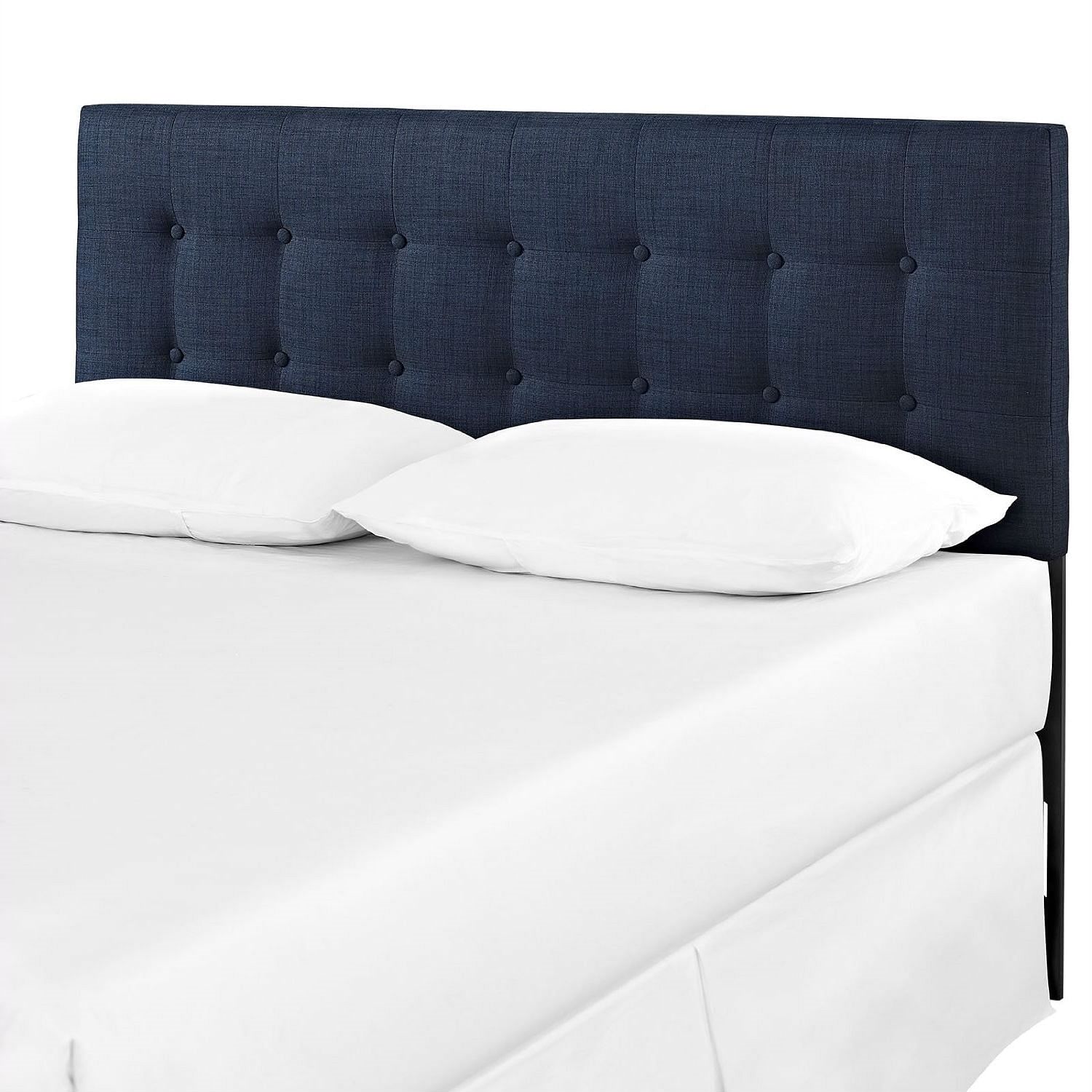 Full size Navy Fabric Modern Upholstered Headboard - Free Shipping