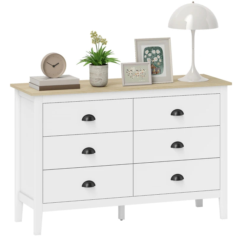 Chest of Drawers with Quiet Slides, Modern 6 Drawer Dresser for Bedroom, Closet, Living Room, Entryway, White