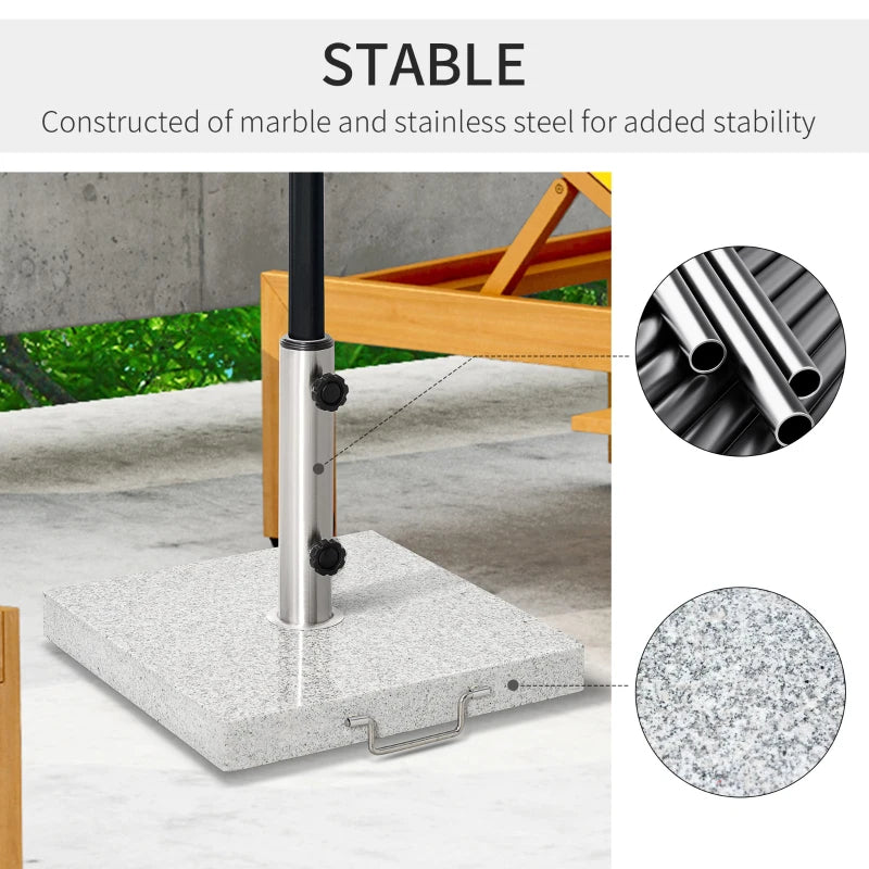55 lbs Marble Square Umbrella Stand 16.5" Market Heavy Holder Base w/ Wheels, Grey
