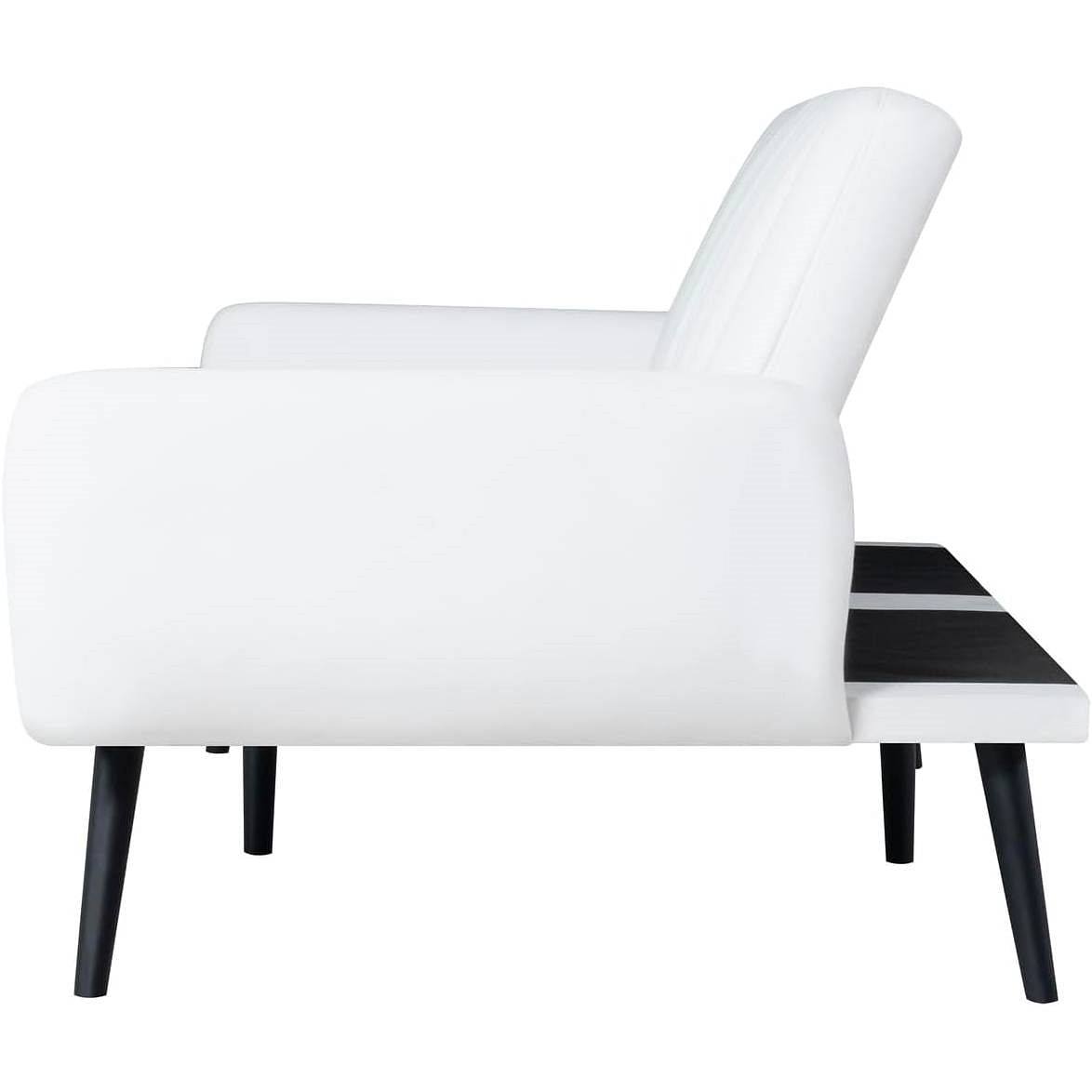 Modern Mid-Century  Futon Sleeper Sofa Bed in White Linen Fabric - Free Shipping 