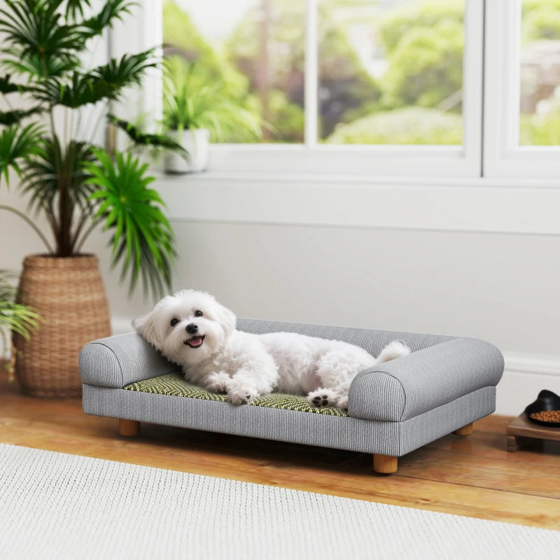 Pet Sofa, Dog Couch Bed for Small Dogs, Elevated Pet Sofa with Solid Feet for Indoor Kittens, Grey
