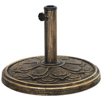 Outsunny Round Patio Umbrella Base, 26 lbs Resin Umbrella Stand Base, Outdoor Umbrella Stand for 1.3"/1.5"/1.9" Umbrella Poles for Outdoor, Lawn, Poolside, Bronze 