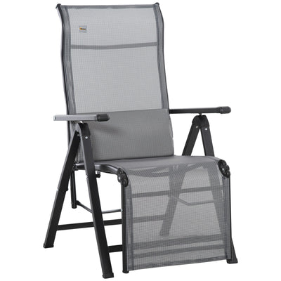 Outsunny Zero Gravity Chair Folding Recliner Grey Patio Lounger with Adjustable Backrest for Patio Deck Poolside 