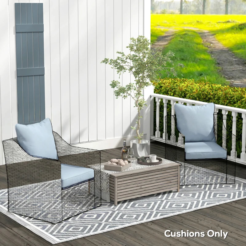 Seat Cushion Back Pillows Replacement Set of 2, Patio Chair Cushions Set for Indoor Outdoor, Light Blue