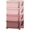 Qaba 4 Tier Kids Toy Organizer and Storage Bins with 4 Plastic Drawers, Pink