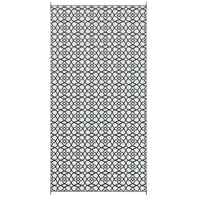 Outsunny Reversible Outdoor Mat Waterproof Plastic Straw Patio Rug 9x18 with Carry Bag Black White Clover 