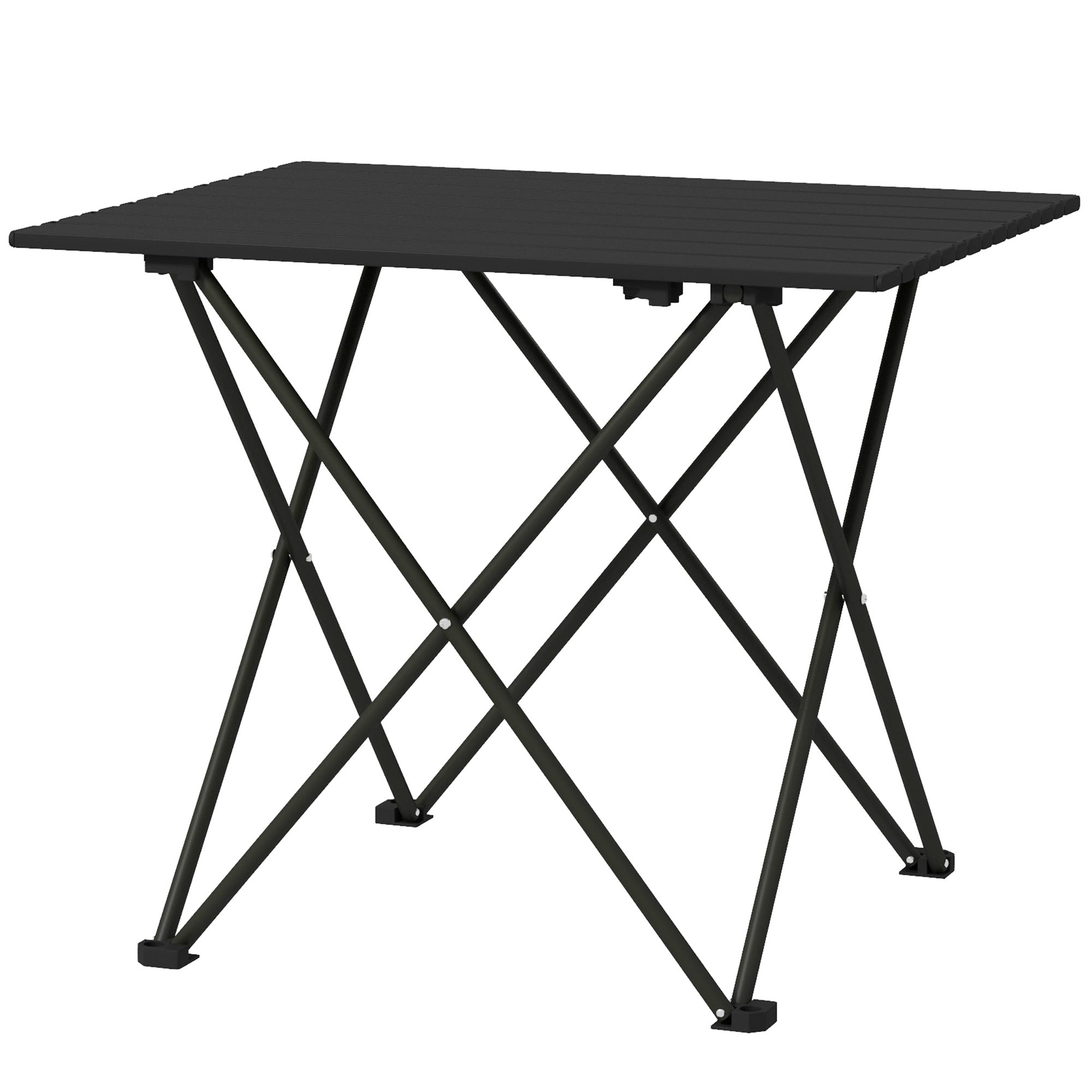Outsunny Folding Camping Table, Outdoor Portable Picnic Table with Carry Bag, Foldable Table for Camping, Picnic, Hiking, Black 