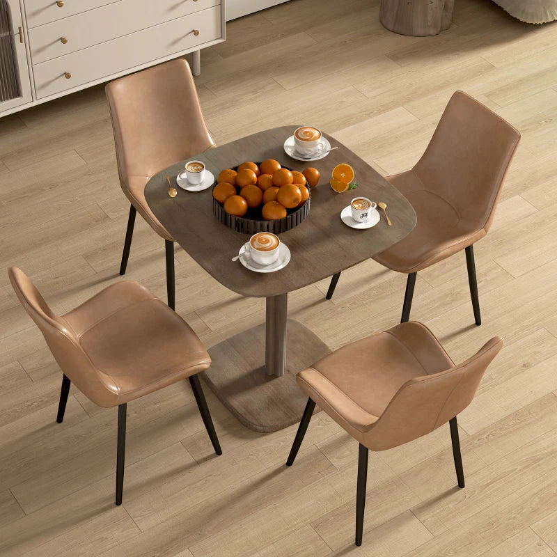 Dining Table for 4 People - Modern Kitchen Table with Wood-Effect Top, 27.6" x 27.6", Dark Brown