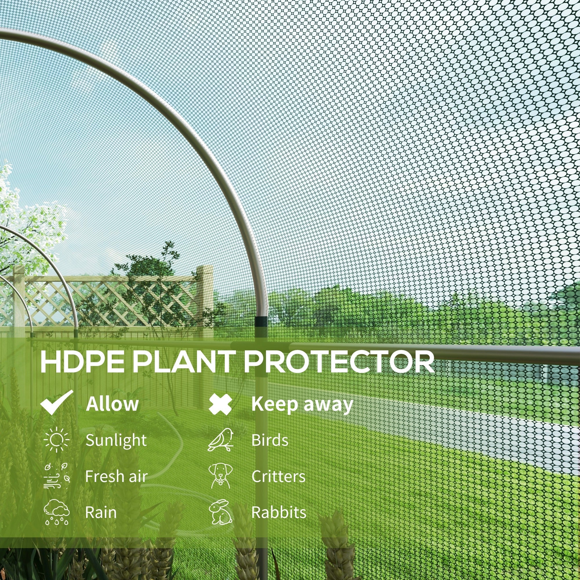 Outsunny Galvanized Steel Crop Cage, Plant Protection Tent with Zippered Door, 4' x 12', Green 