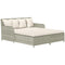 Rattan Outdoor Daybed, Sunbed Loveseat with Soft Cushions, 4 Pillows, Curved Backrest & Armrest, Beige