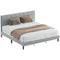 King Size Bed Frame with Upholstered Headboard, Modern Platform Bed Frame with Wood Slats, 1100 lbs Capacity, Grey
