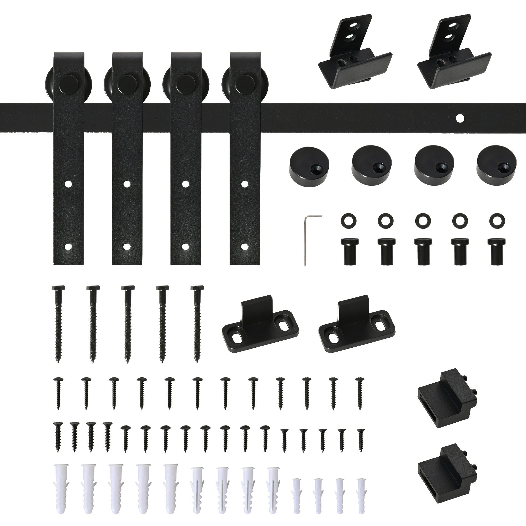HOMCOM 6ft Double Door Sliding Barn Door Hardware Kit for Cabinets Wardrobe TV Stand with Smooth Glide 