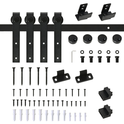 HOMCOM 6ft Double Door Sliding Barn Door Hardware Kit for Cabinets Wardrobe TV Stand with Smooth Glide 