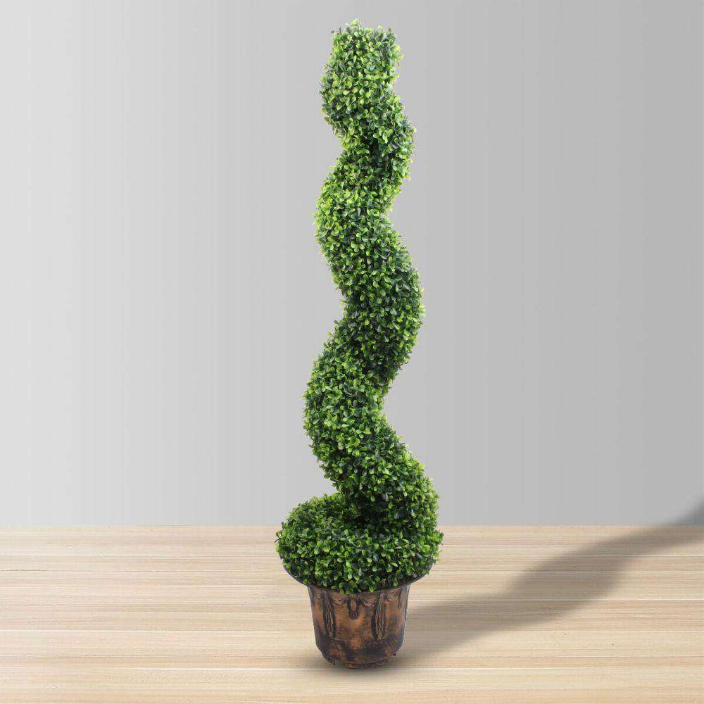 Norwich Faux Potted Spiral Boxwood Topiary Plant 48'' 