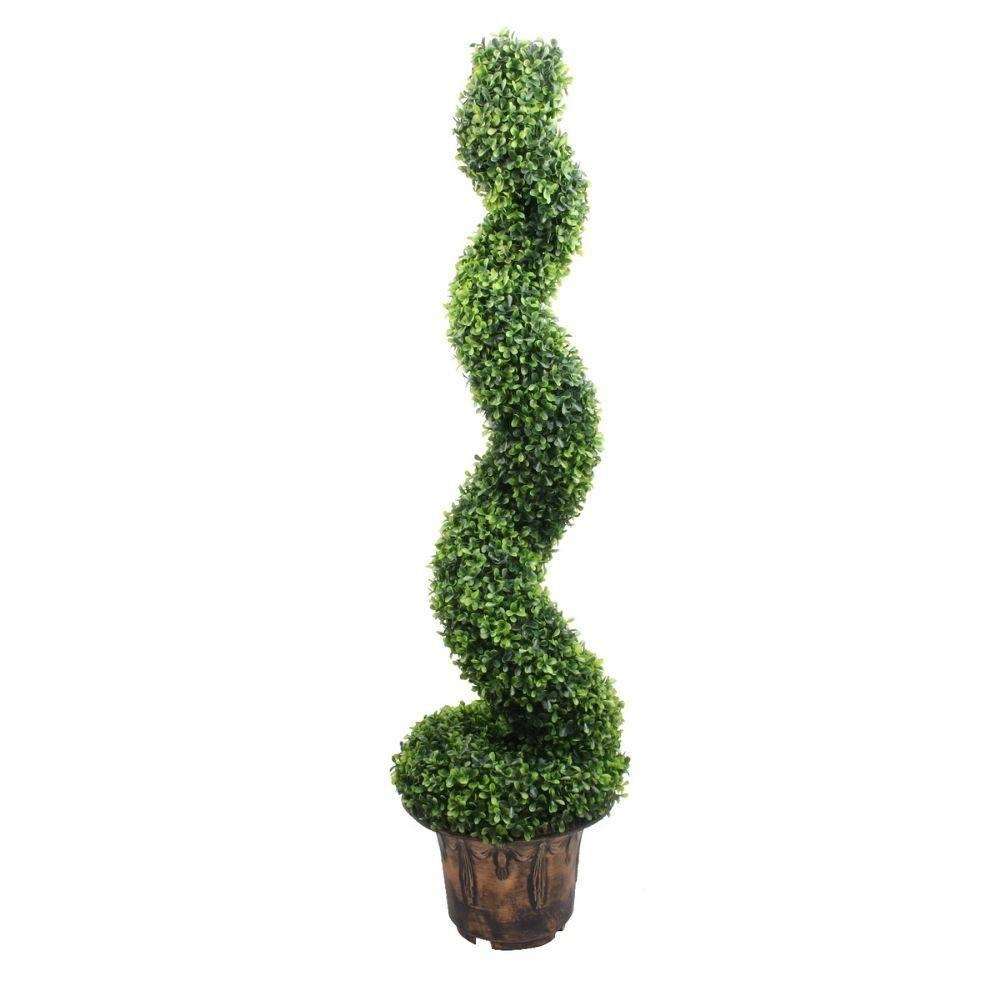 Norwich Faux Potted Spiral Boxwood Topiary Plant 48'' 