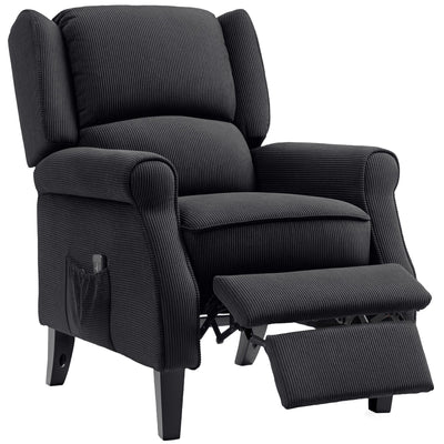 HOMCOM Push Back Recliner Chair, Vibration Massage Recliner for Living Room with Extendable Footrest, Remote, Pocket, Black 