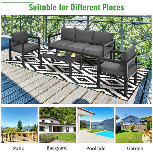 4 Pieces Outdoor Furniture Set for Backyard and Poolside-Gray - Free Shipping