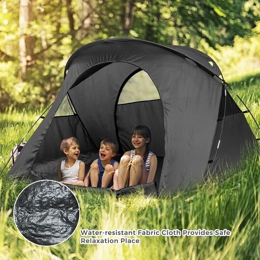 2-Person Outdoor Camping Tent with External Cover-Gray - Color: Gray - Free Shipping