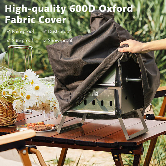 Outdoor Pizza Oven with Anti-scalding Handles and Foldable Legs-Black - Free Shipping 
