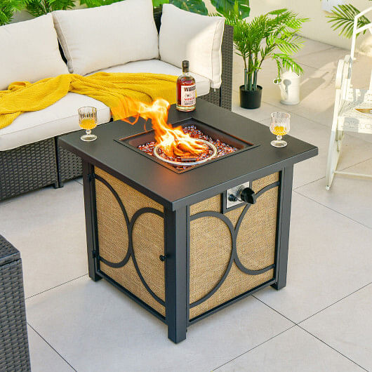 28 Inch 50000 BTU Outdoor Square Fire Pit Table with Cover - Free Shipping 