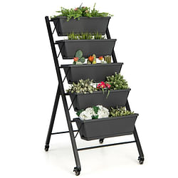 5-Tier Vertical Raised Garden Bed with Wheels and Container Boxes - Free Shipping 