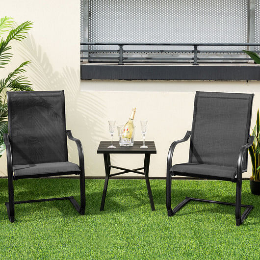 2 Pieces C-Spring Motion Patio Dining Chairs with Breathable Fabric-Brown - Free Shipping 