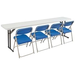 Steel Frame 72-inch Rectangular Gray Plastic Top Folding Table - Free Shipping