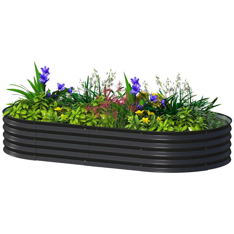 6' x 3' x 1' Large Outdoor Planter Box, Galvanized Raised Garden Bed with Metal Plant Stake, Black