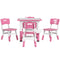 Qaba 5 Piece Toddler Table Chair Set Height Adjustable Activity Set Nursery Classroom Playroom Furniture Pink