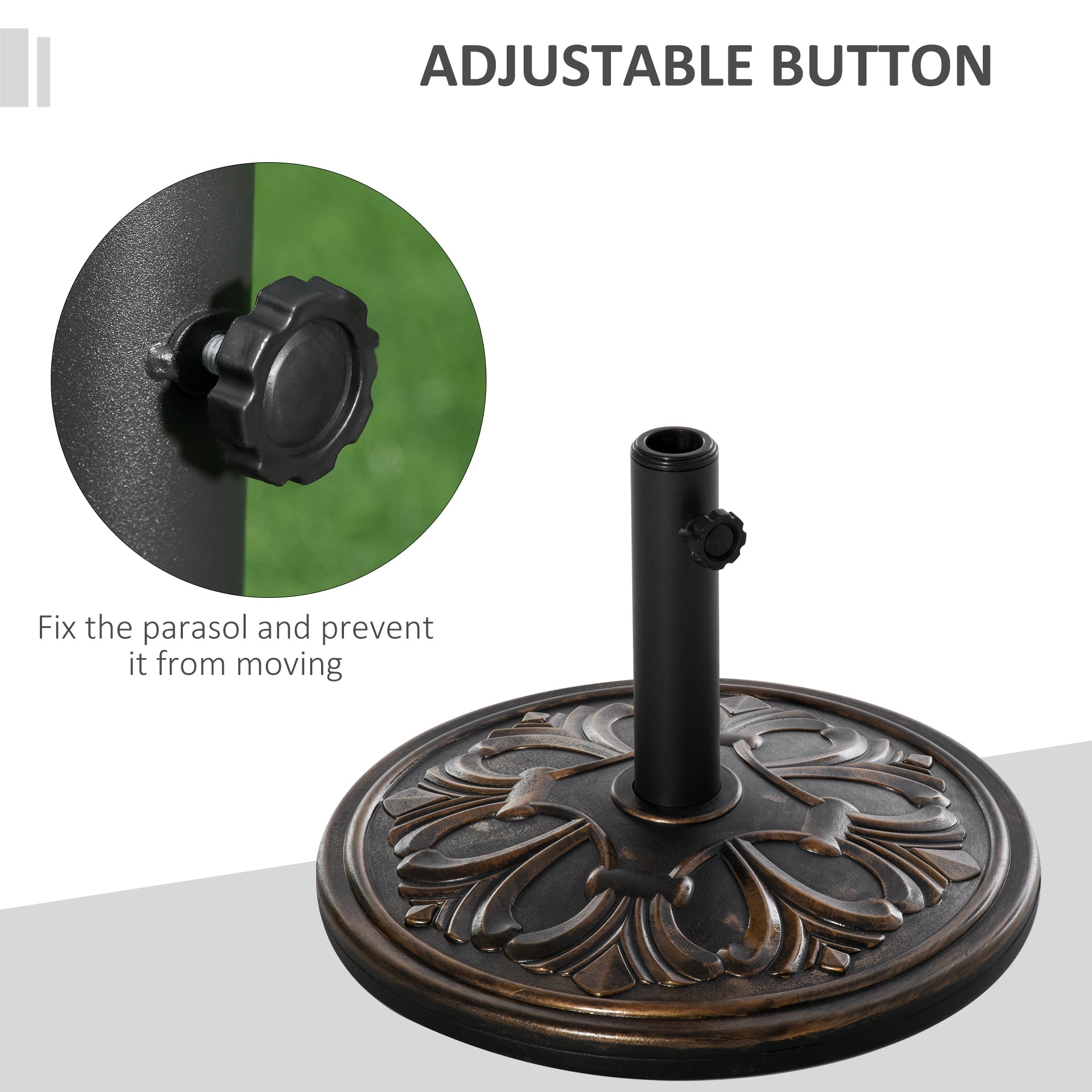Outsunny Umbrella Base: 29lb Heavy Duty Round Concrete Parasol Stand for Outdoor Patio Garden Bronze 
