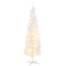 6' Pre Lit Artificial Pencil Christmas Trees, Xmas Tree with Realistic Branches and Warm White LED Lights, White