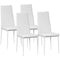 HOMCOM Modern Dining Chairs Set of 4: High-Back Faux Leather Upholstery with Steel Legs, White