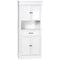 HOMCOM White Modern Kitchen Cabinet: Freestanding Pantry Cupboard with Doors, Open Shelves, Adjustable Shelving and Microwave Space