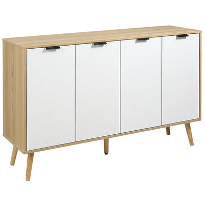 HOMCOM Sideboard Cabinet Dining Room Modern Design Adjustable Shelves White Stylish Storage Furniture 