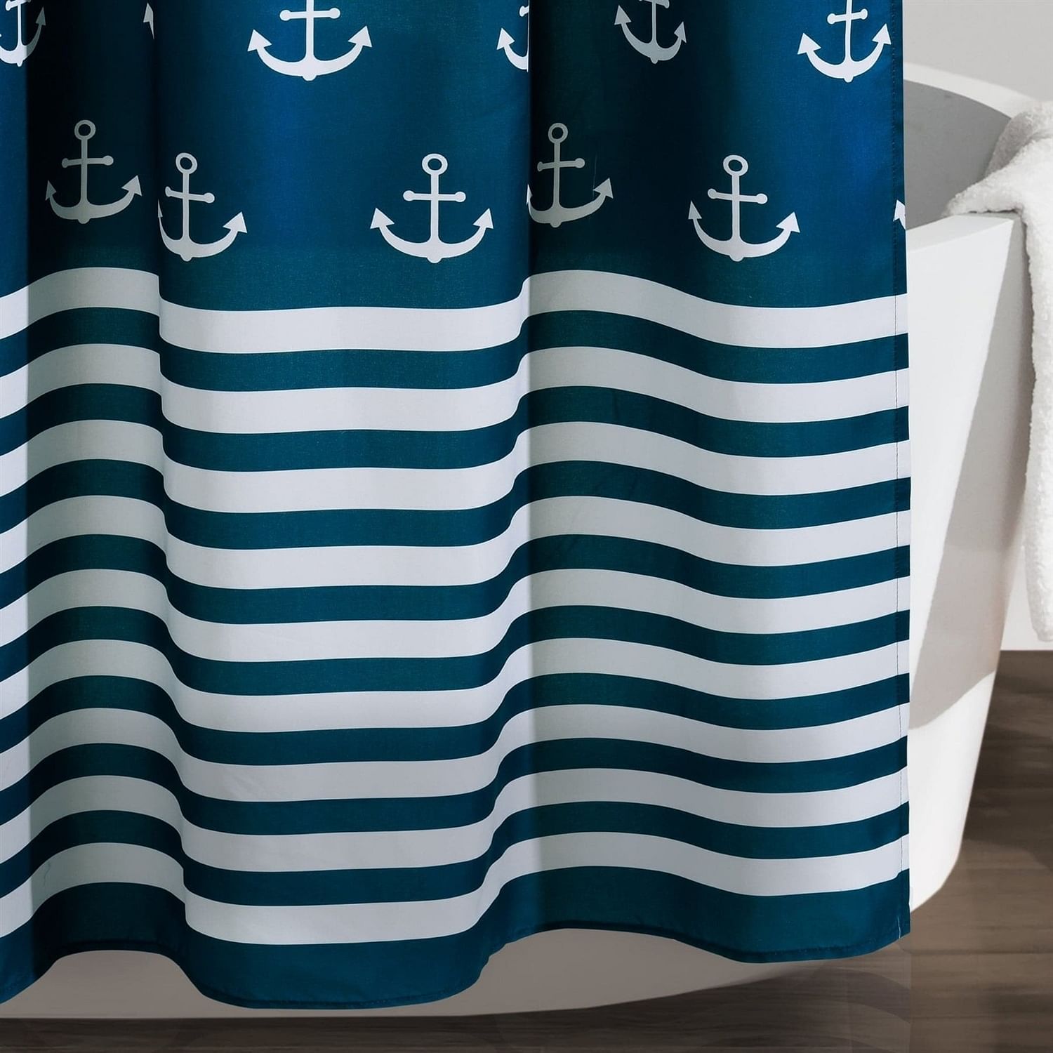 72-inch Navy White Nautical Anchor Polyester Shower Curtain - Free Shipping